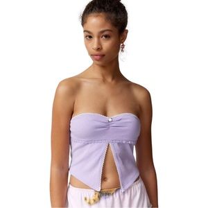 Kimchi Blue Rosie Strapless Flyaway Top in Lilac Size Medium